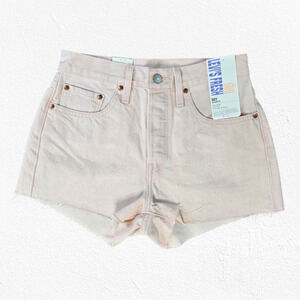 Levi's 501 Peach Pink High Waisted Special Edition Cut Off Denim Shorts Size 27